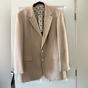 Chic Tan Women's/Men’s  Blazer with Gold Accents